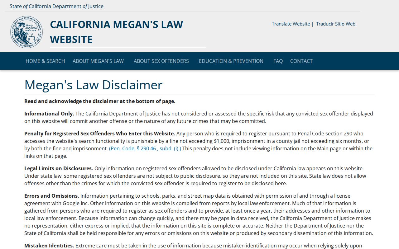 Hemet people search safety limits on California Megan's Law registry