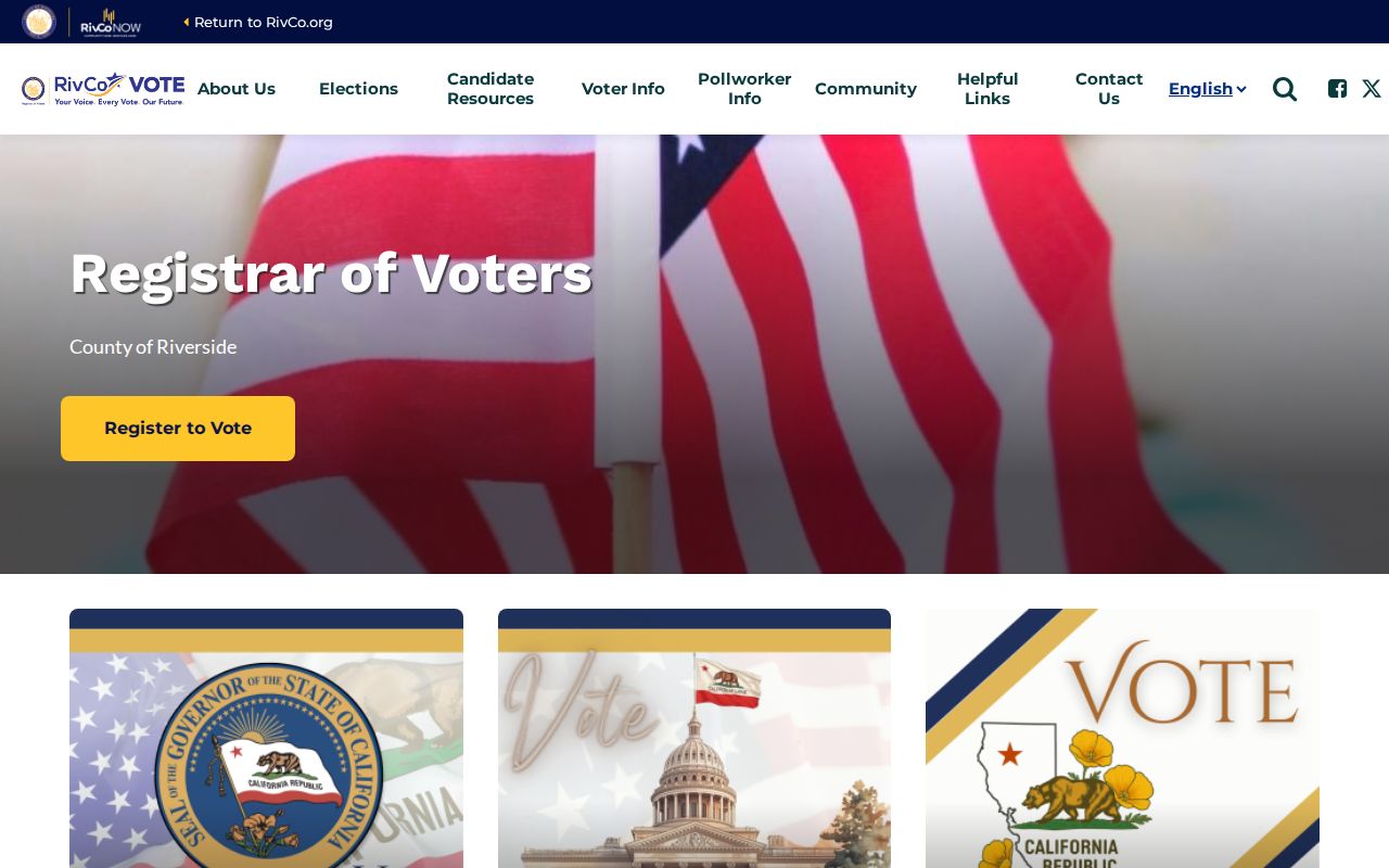 Hemet voter records on the Riverside County Registrar homepage