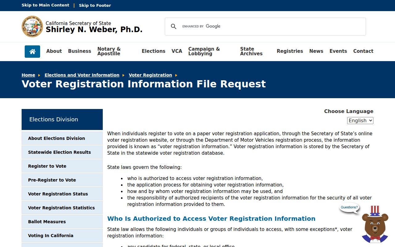 Hemet voter records file request instructions from California